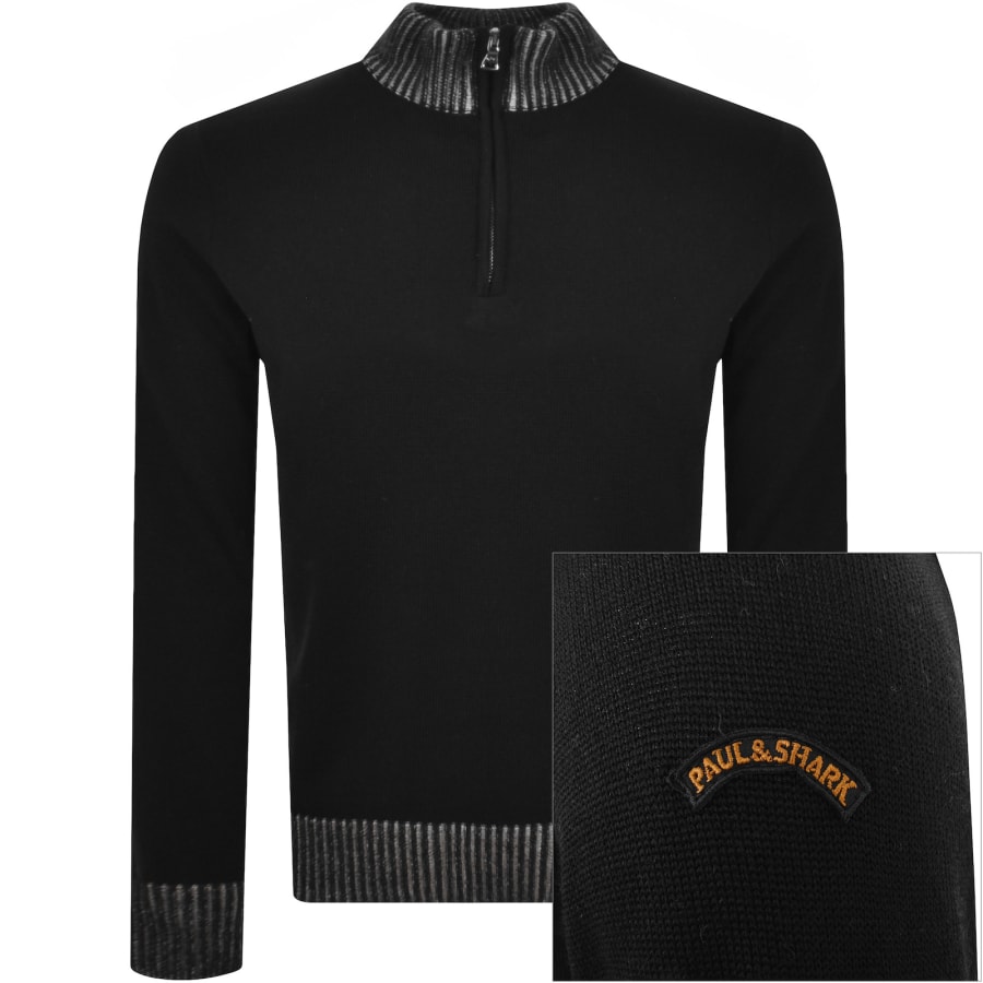 Paul and Shark Wool Quarter Zip Jumper Black male Medium